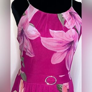 Hot bright pink floral dress size eight 8